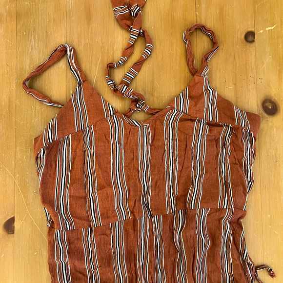 Striped Rust Jumpsuit - Picture 2 of 5